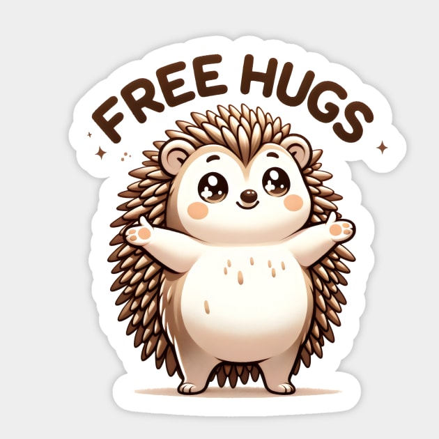 Cuddly Hedgehog: Free Hugs and Smiles for All! Sticker by Ingridpd